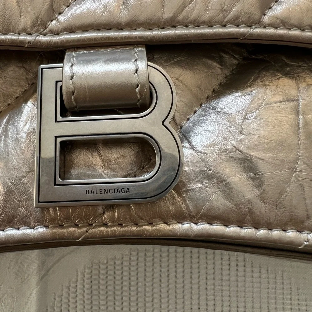 Balenciaga lamb skin Crush Small Chain Bag Metallized Quilted NWB Made In Italy